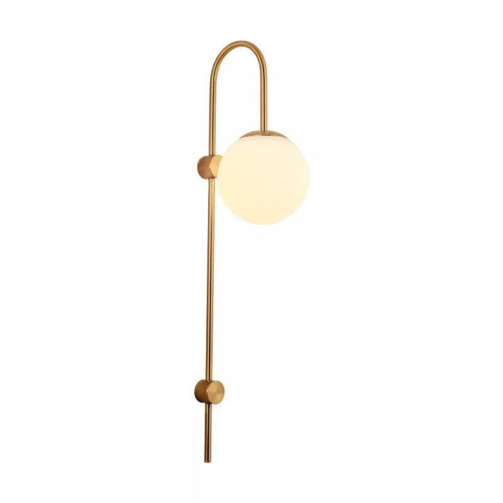 Modern Wall-Mounted Light - Gold with White Globe Shade