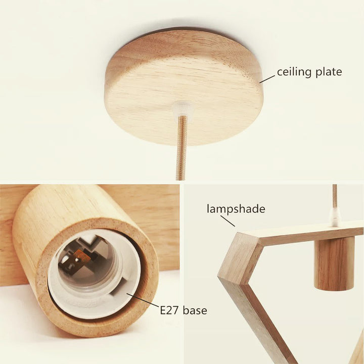 Geometric Wood Frame Pendant Light Trio - Scandinavian Style