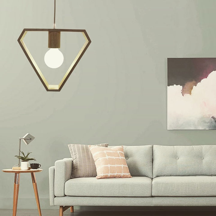 Geometric Wood Frame Pendant Light Trio - Scandinavian Style