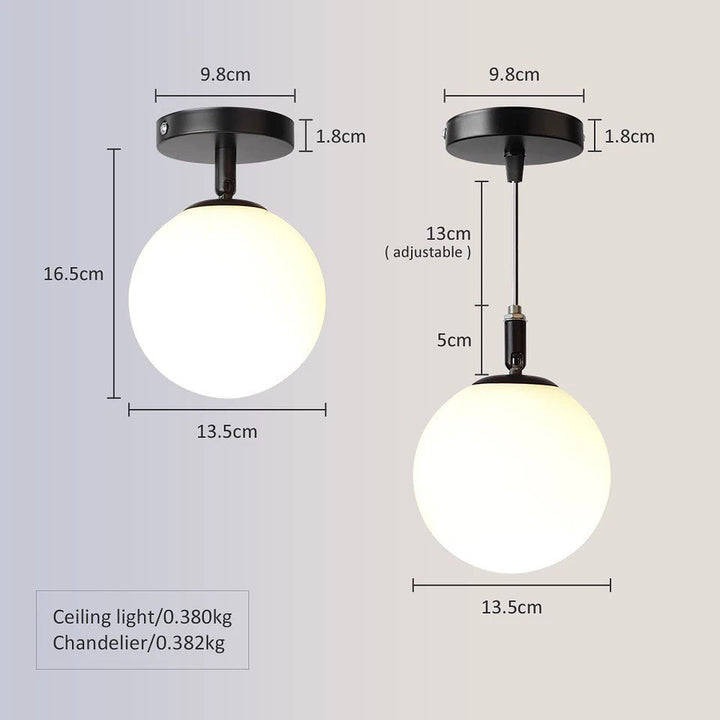 Modern Ceiling Light - White Globe Design with Joints