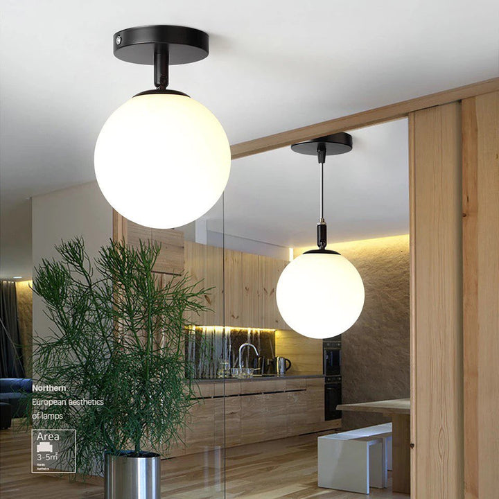 Modern Ceiling Light - White Globe Design with Joints