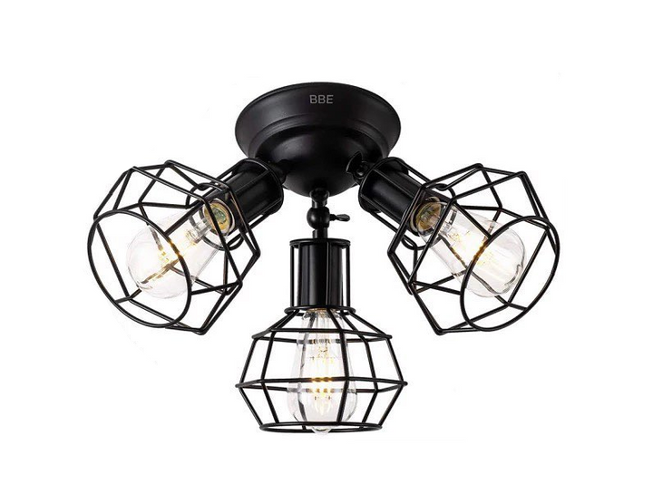 Industrial Triple Ceiling Light - Wireframe Design