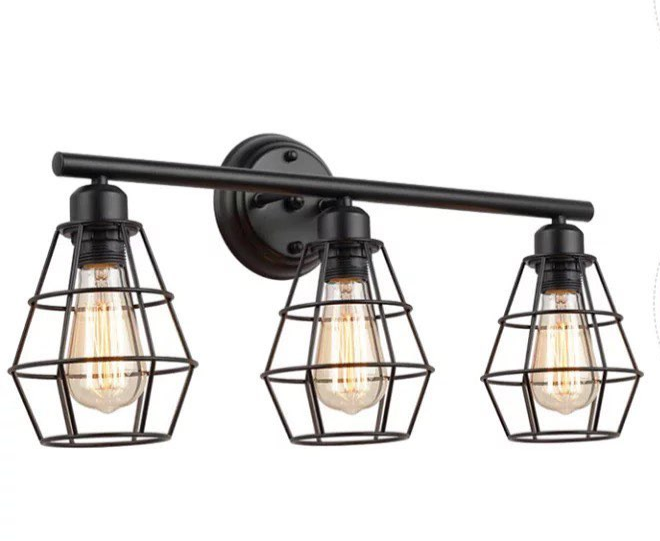 Industrial Vanity Light - Triple Cage Design