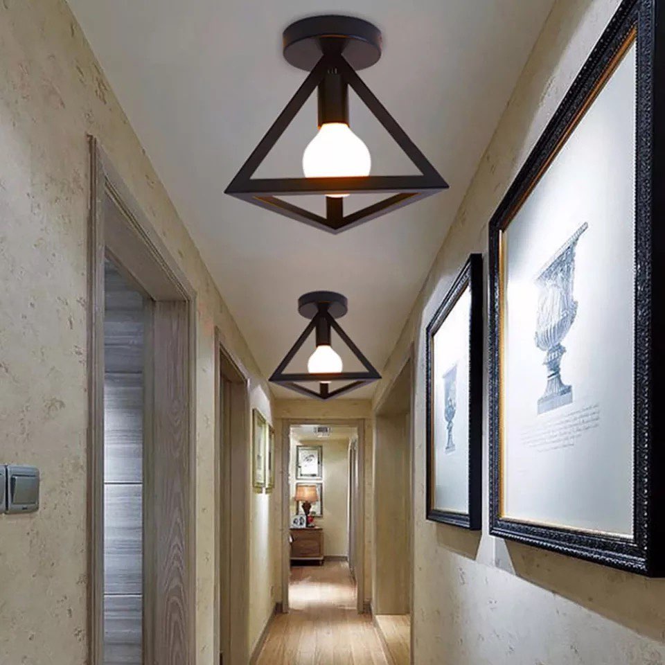 Industrial Geometric Ceiling Light - Triangle Design