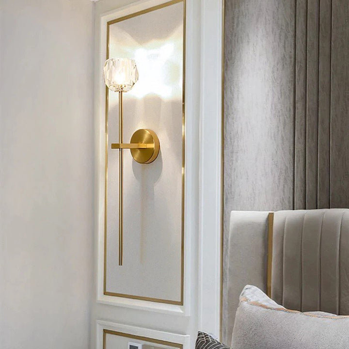 Modern Wall Light with Crystal Accent - Gold Finish