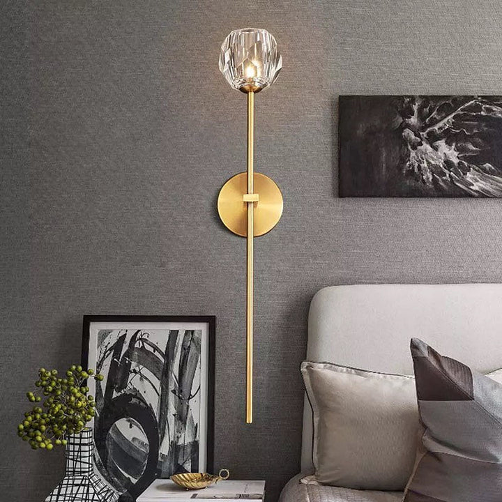 Modern Wall Light with Crystal Accent - Gold Finish