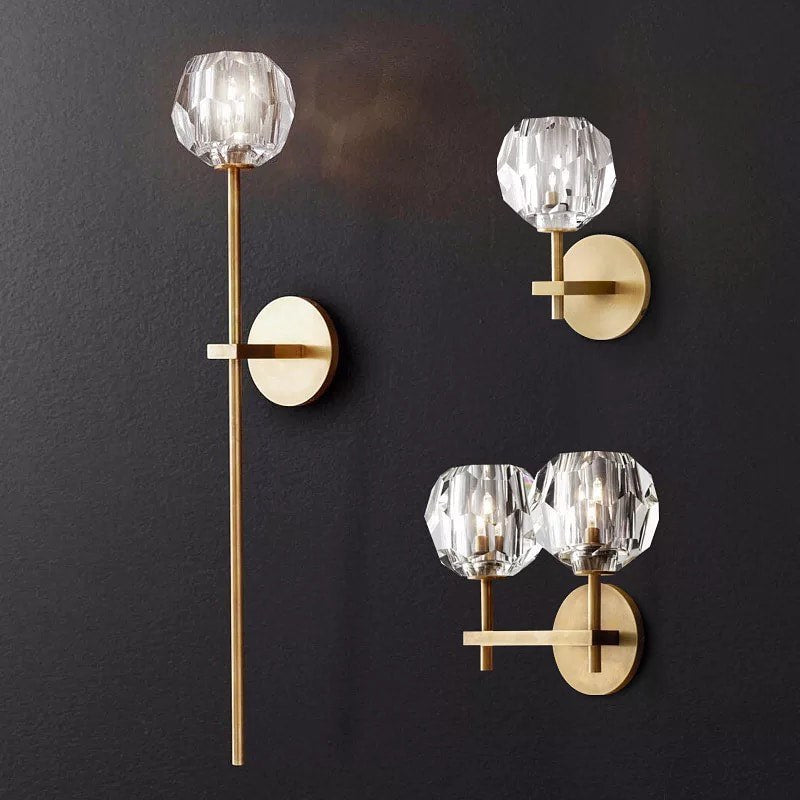 Modern Wall Light with Crystal Accent - Gold Finish