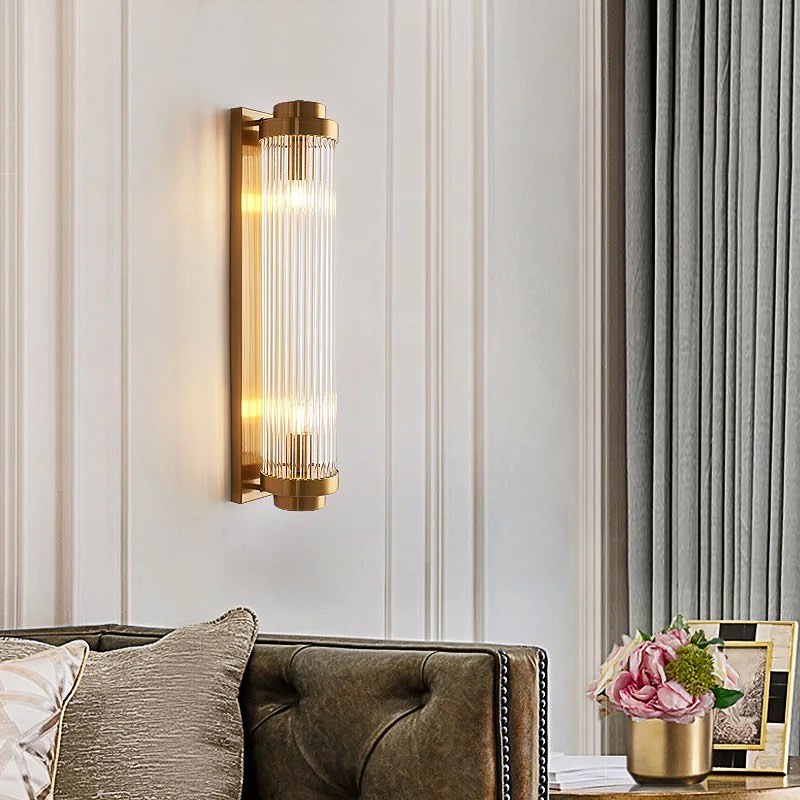 Modern Gold Wall Sconce with Glass Filament Design