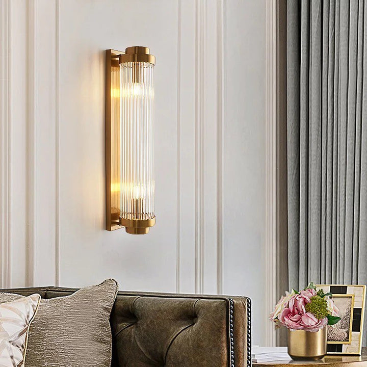 Modern Gold Wall Sconce with Glass Filament Design