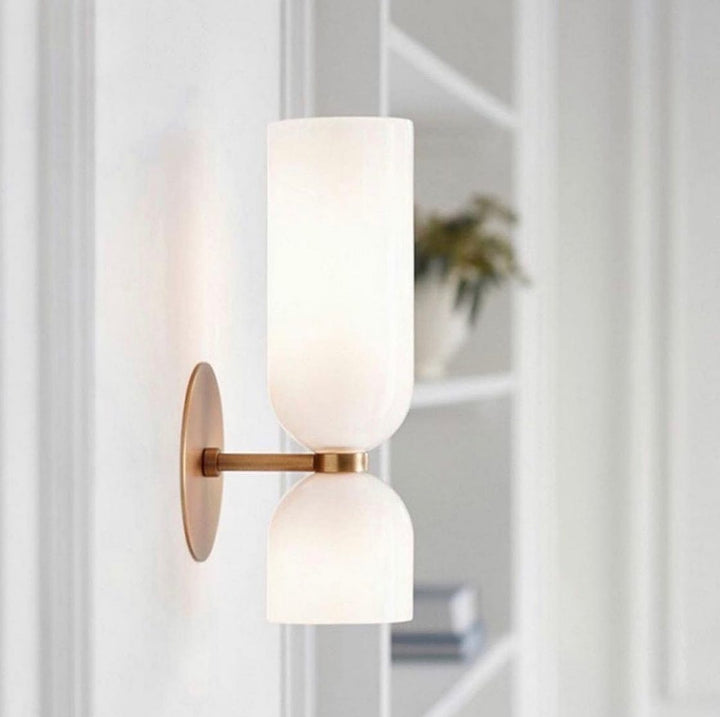 Modern Wall Light with Frosted Glass Shade and Gold Finish