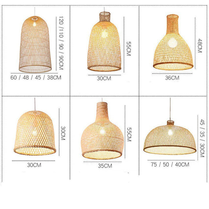 Woven Bamboo Pendant Light Cluster