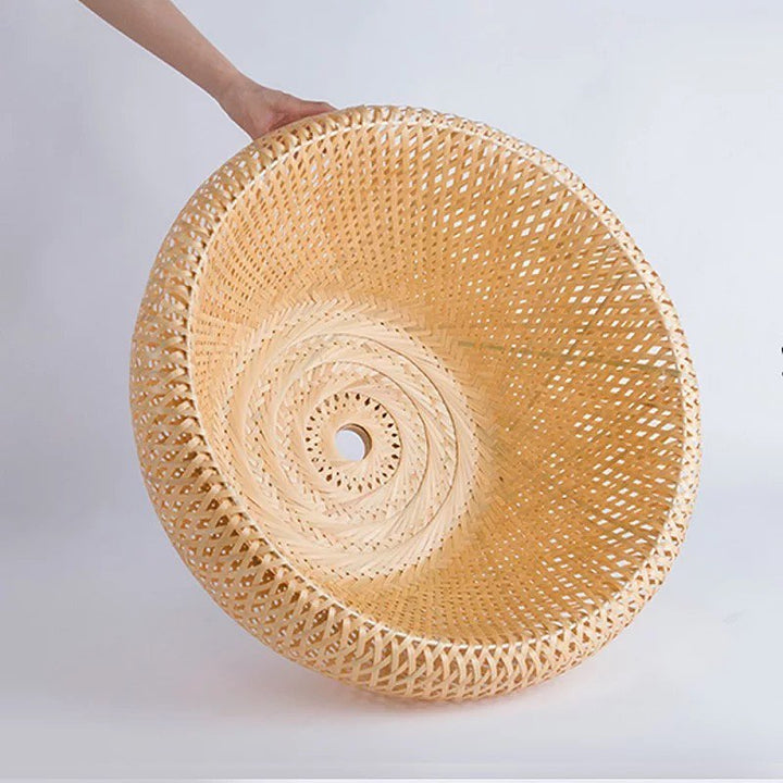 Rustic Woven Bamboo Pendant Light - Natural Finish
