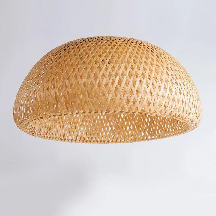Rustic Woven Bamboo Pendant Light - Natural Finish