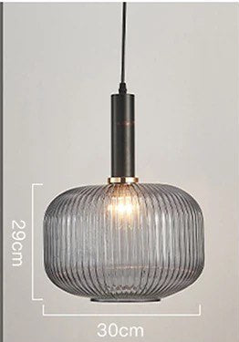 Modern Pendant Light with Ribbed Glass Shade