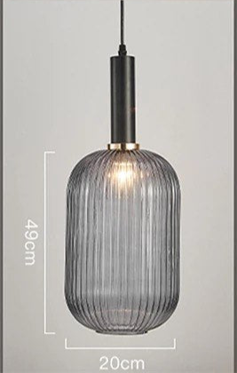 Modern Pendant Light with Ribbed Glass Shade