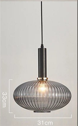 Modern Pendant Light with Ribbed Glass Shade