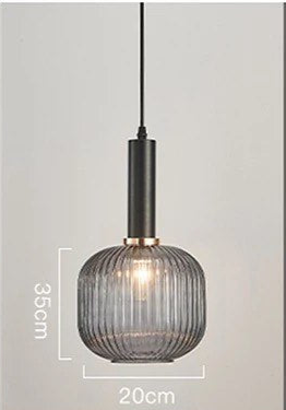 Modern Pendant Light with Ribbed Glass Shade