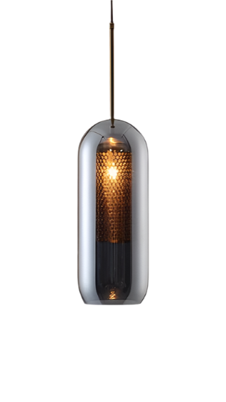 Modern Pendant Lights with Smoked Glass and Mesh Interior