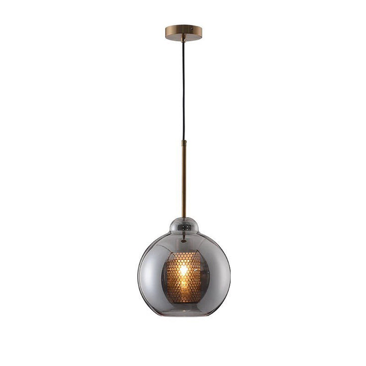 Modern Pendant Lights with Smoked Glass and Mesh Interior