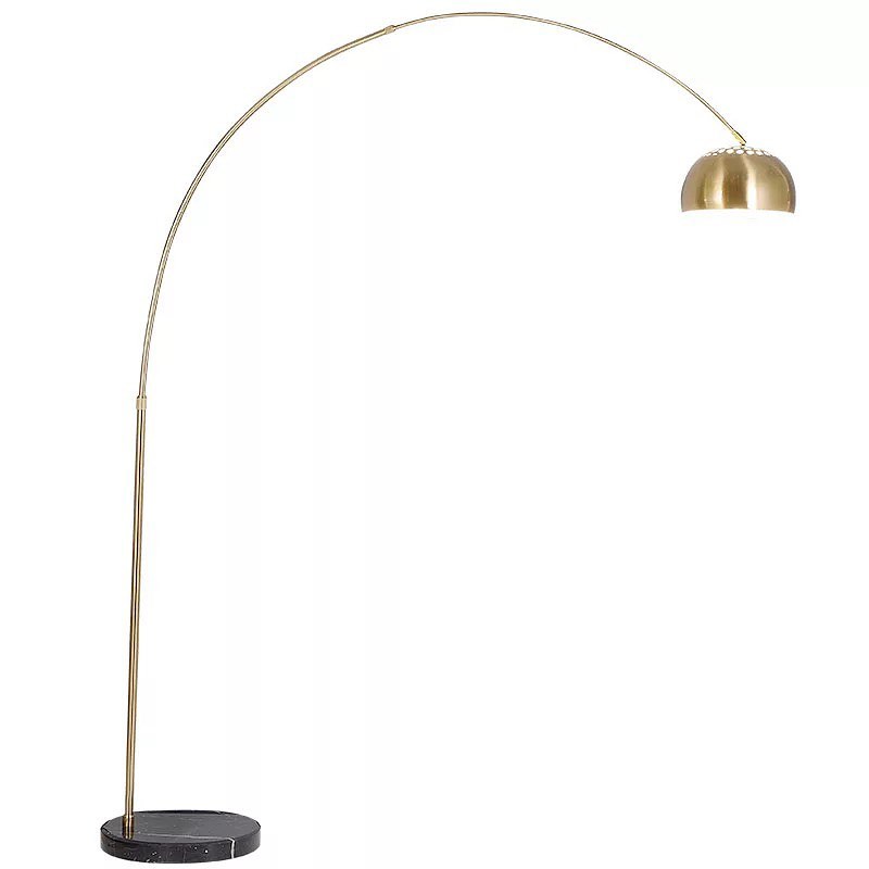 Modern Arc Floor Lamp with Gold Finish and Marble Base