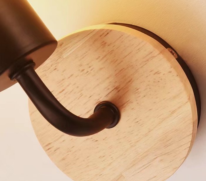 Modern Wall Light with Wooden Backplate