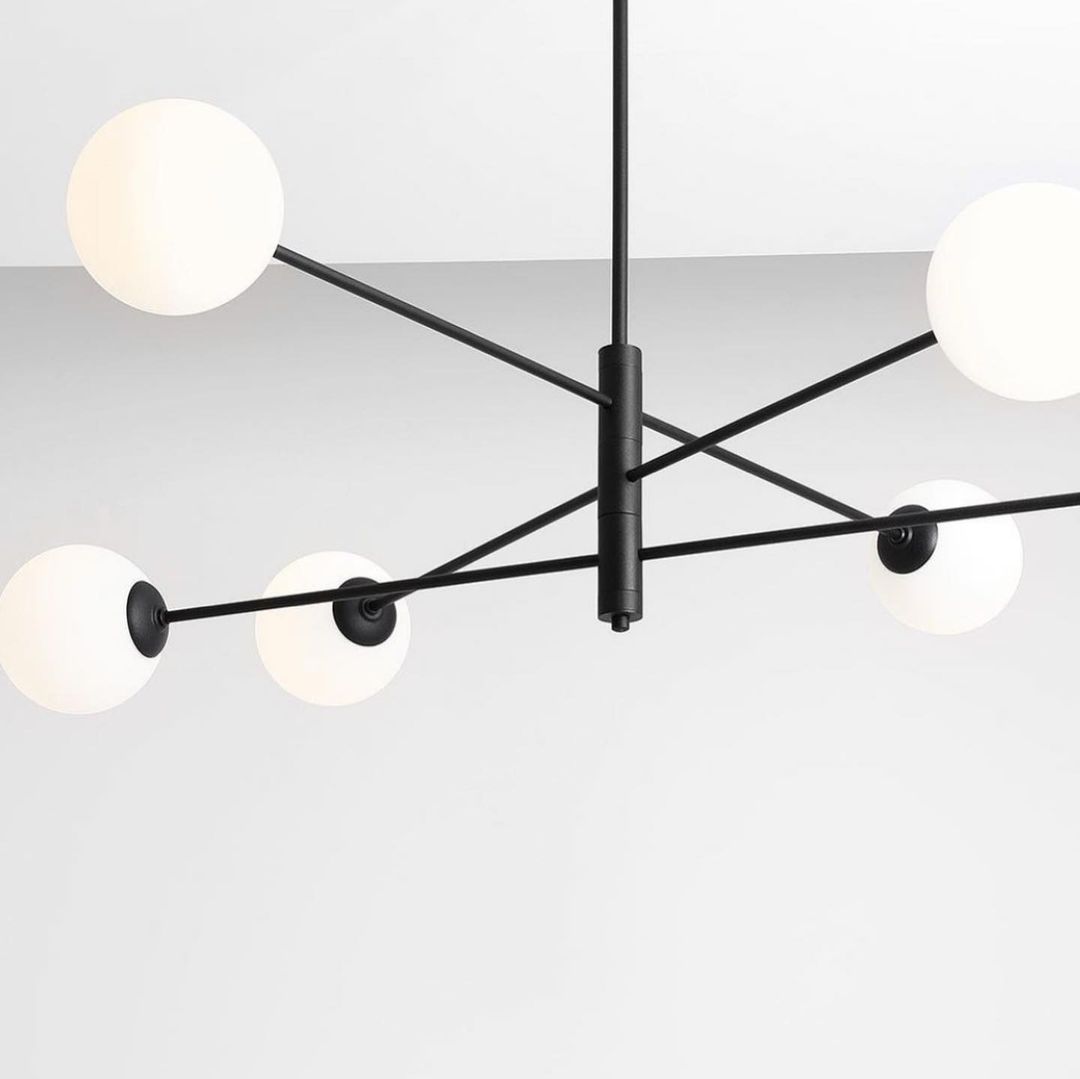 Modern Branch-Style Chandelier with White Globe Shades