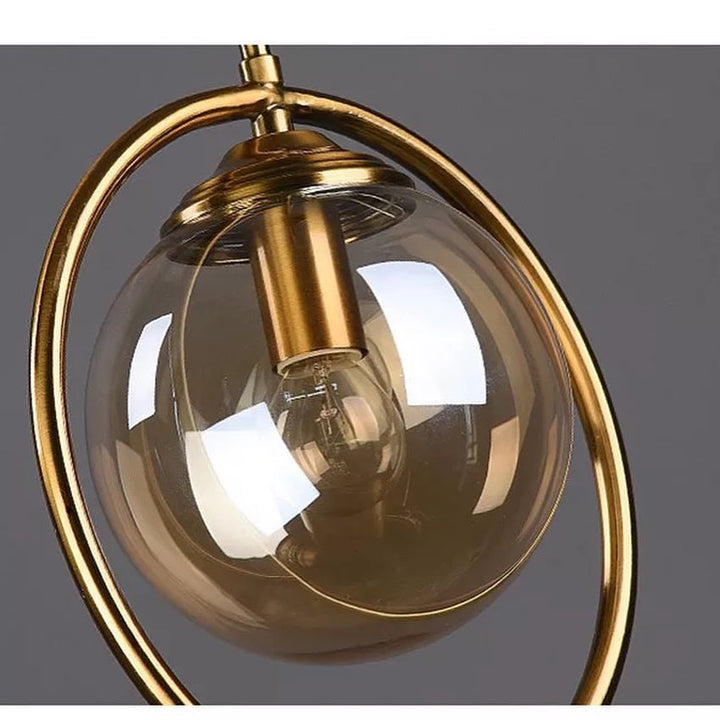 Modern Pendant Light with Transparent Glass Globes and Gold Finish