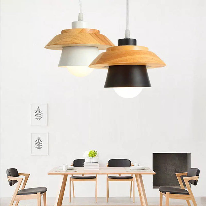 Scandinavian Wood & Black Pendant Light(single head)