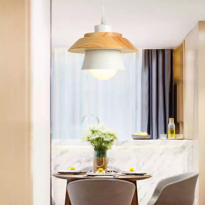 Scandinavian Wood & Black Pendant Light(single head)