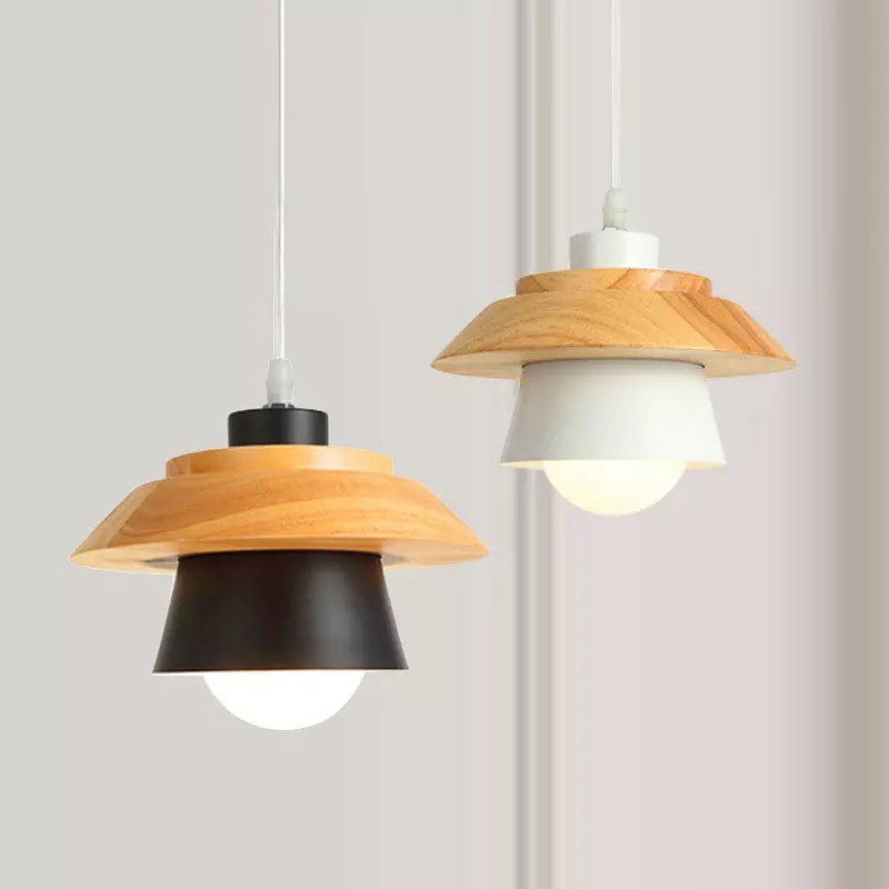 Scandinavian Wood & Black Pendant Light(single head)