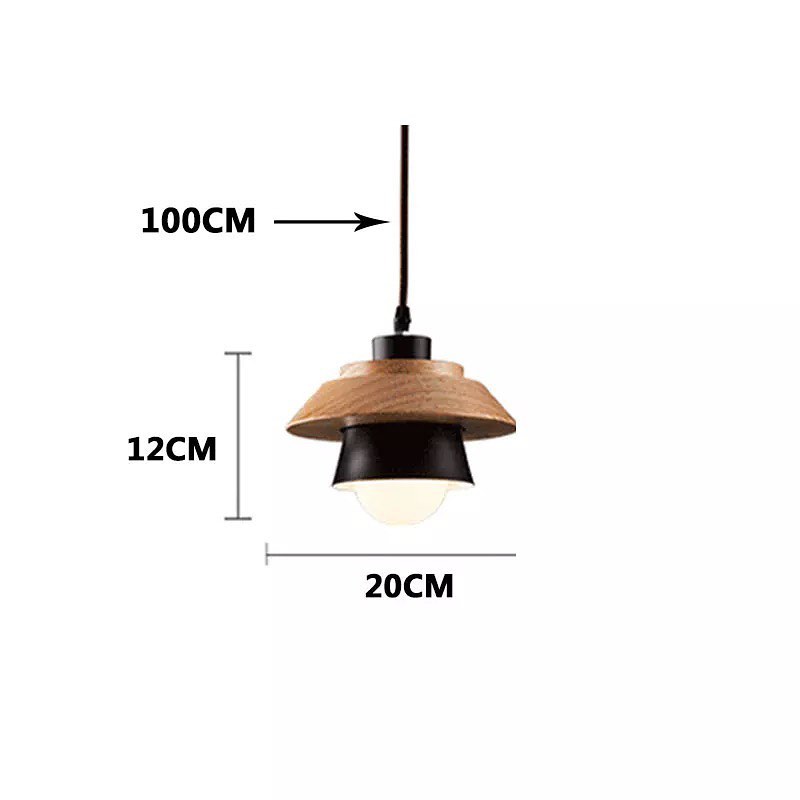 Scandinavian Wood & Black Pendant Light(single head)