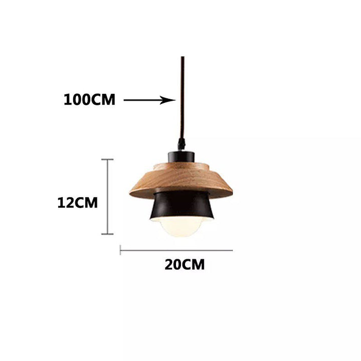 Scandinavian Wood & Black Pendant Light(single head)