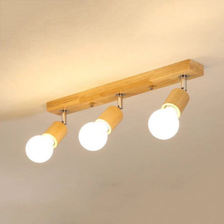 Modern Wooden Ceiling Spotlight with Adjustable Heads