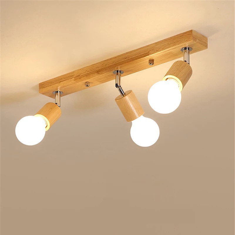 Modern Wooden Ceiling Spotlight with Adjustable Heads