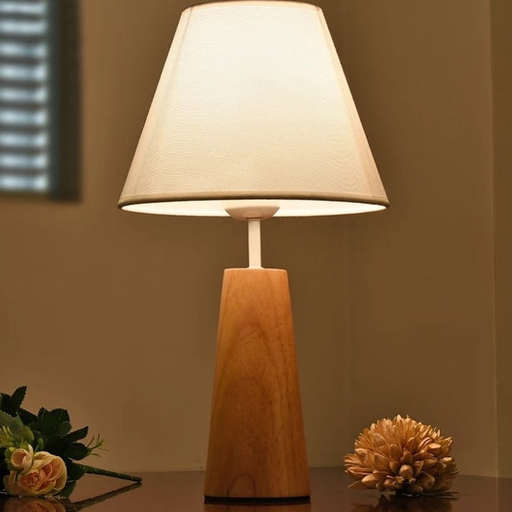 Scandinavian Wooden Table Lamp with Fabric Shade