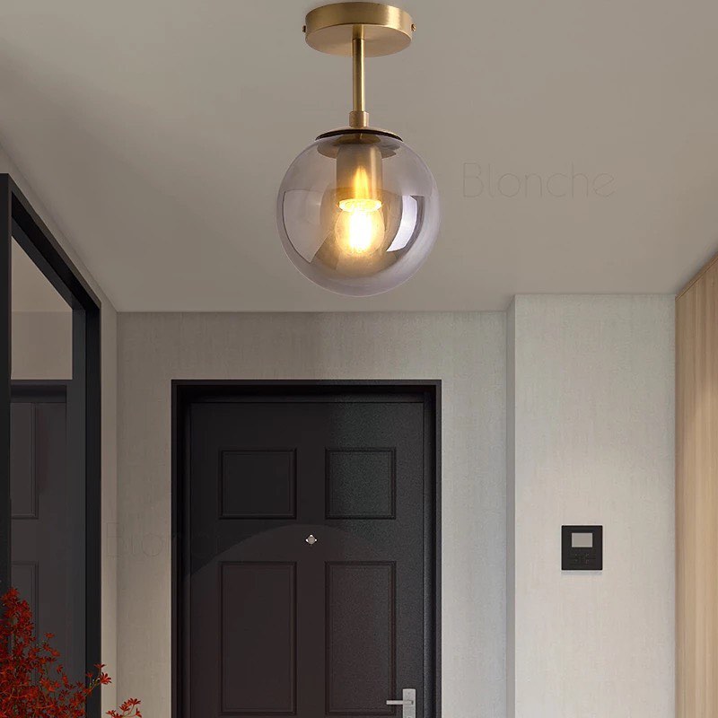 Modern Glass Globe Ceiling Light with Gold Finish