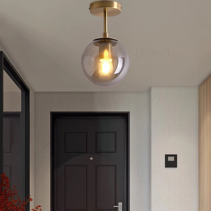 Modern Glass Globe Ceiling Light with Gold Finish