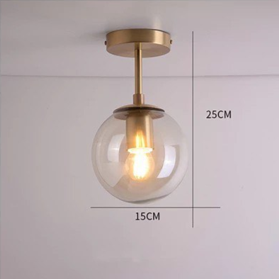 Modern Glass Globe Ceiling Light with Gold Finish