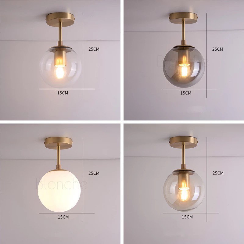 Modern Glass Globe Ceiling Light with Gold Finish