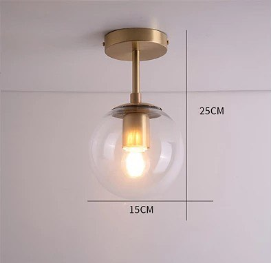 Modern Glass Globe Ceiling Light with Gold Finish