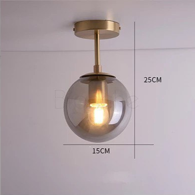 Modern Glass Globe Ceiling Light with Gold Finish