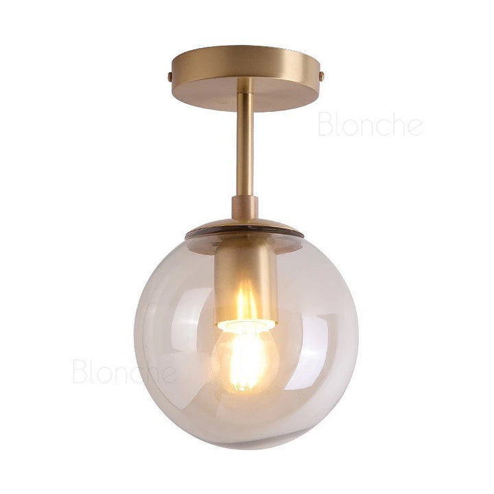 Modern Glass Globe Ceiling Light with Gold Finish