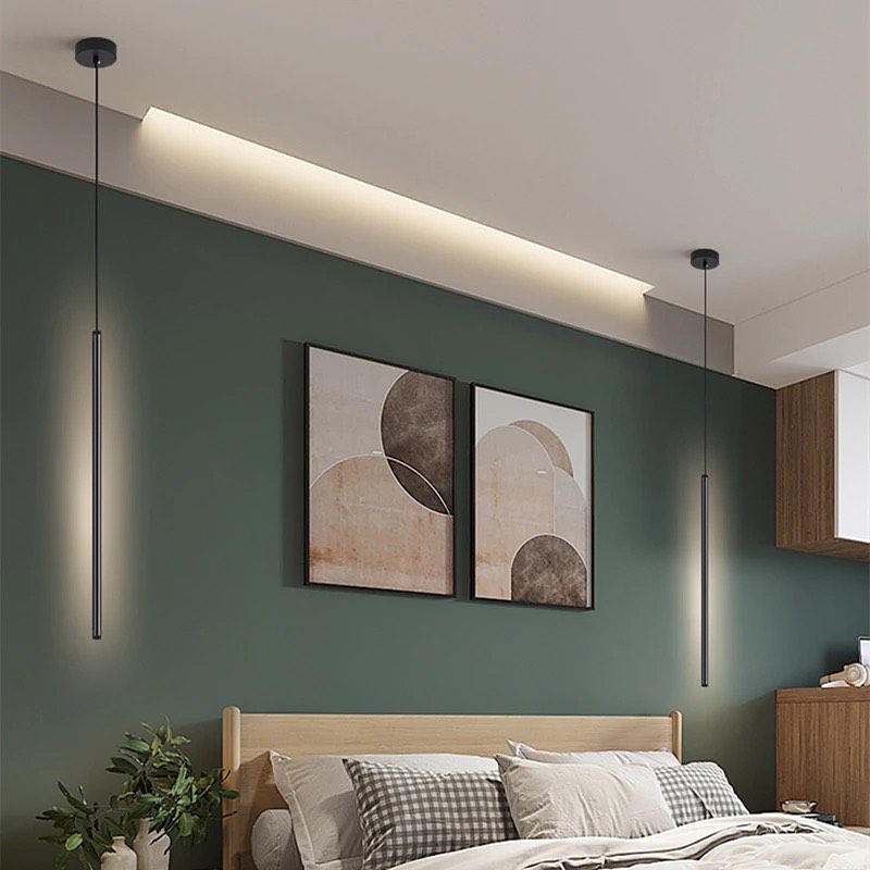 Minimalist LED Vertical Pendant Light for Modern Bedrooms