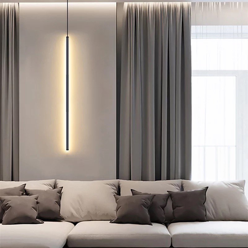 Minimalist LED Vertical Pendant Light for Modern Bedrooms