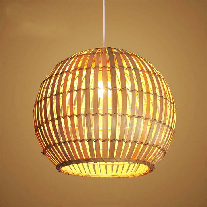 Natural Bamboo Pendant Light with Warm Ambient Glow