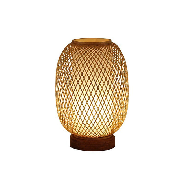 Rustic Table Lamp with Woven Natural Shade