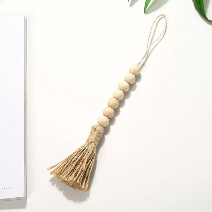 Natural Wood Bead Tassel Garland