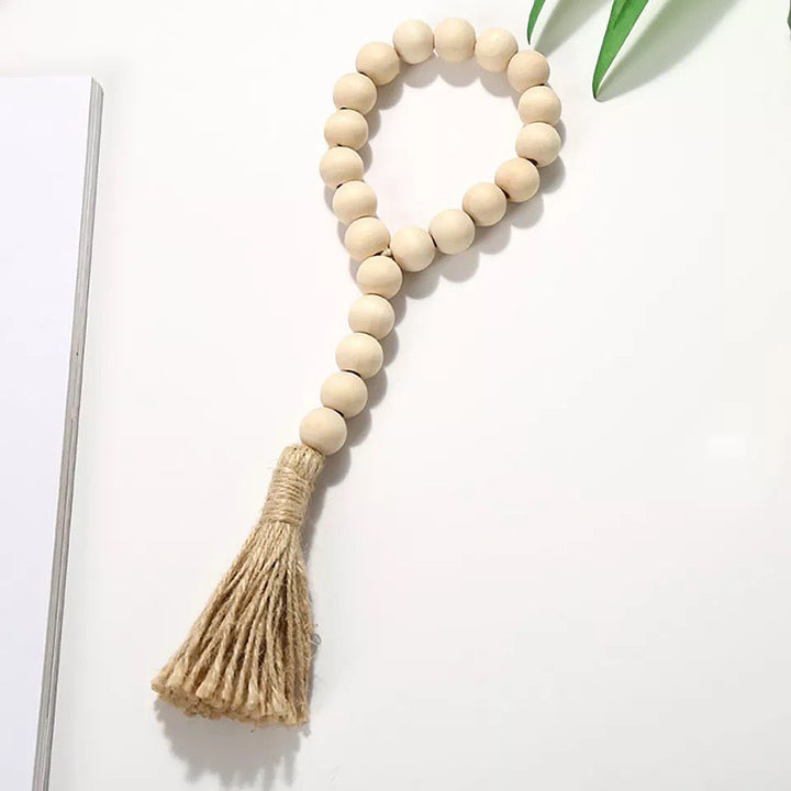 Natural Wood Bead Tassel Garland