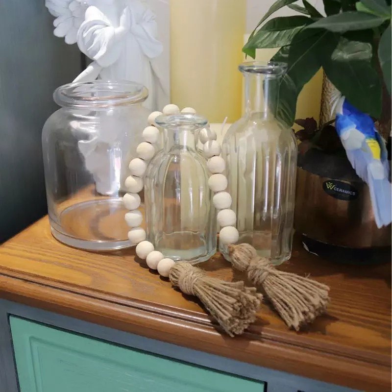 Natural Wood Bead Tassel Garland