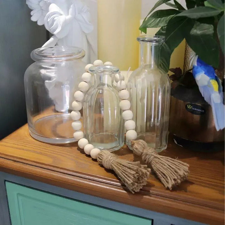 Natural Wood Bead Tassel Garland